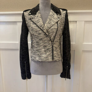 Harve Bernard Women's Gray Full Zip Moto Jacket Lined Size:S